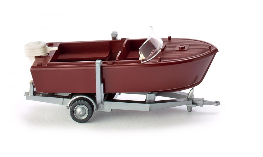 Motor boat on trailer