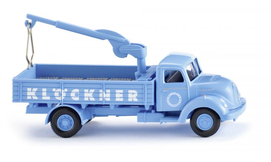 Flatbed lorry w. loading crane (Magirus Sirius) "Klöckner"