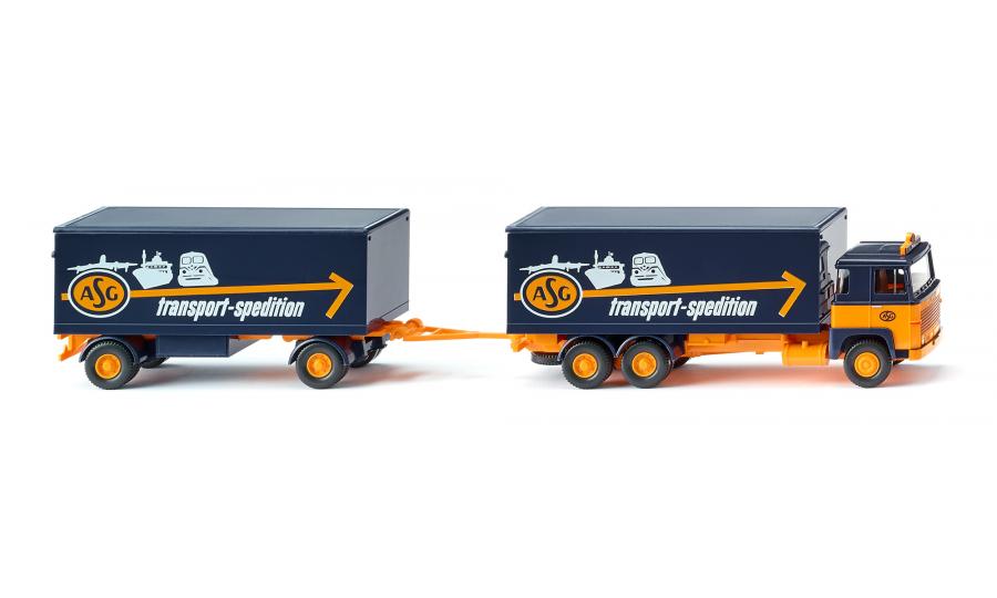 Box trailer road train (Scania 111) 