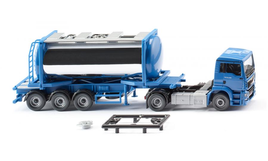 Swap tank container semi-truck (MAN TGS Euro 6c) - sky blue