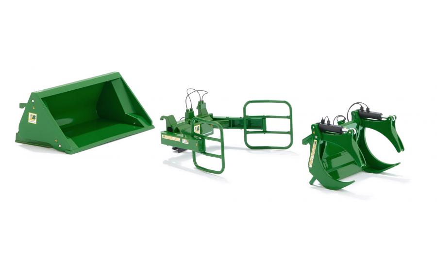 Front loader attachments set A: John Deere green