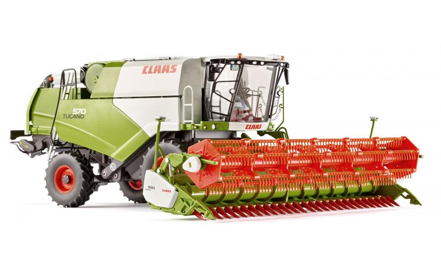Claas Tucano 570 combine with V 930 grain mower attachment