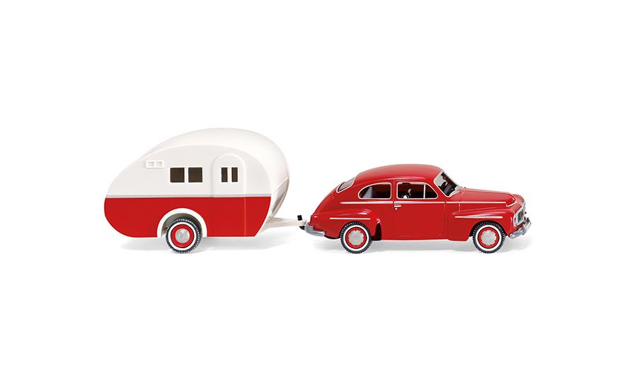 Volvo PV 544 w. caravan - red