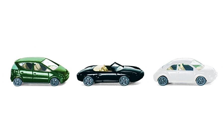 3 cars assorted - MB A160 New Beetle, Porsche Boxster